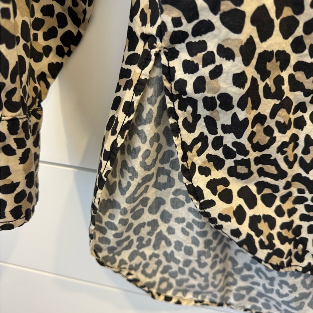 Anthropologie Maeve Black and Cream Animal Print Shirt - Picture 2 of 4